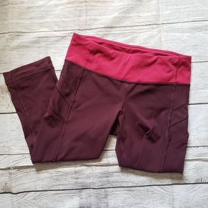 LULULEMON Maroon Cropped Pocketed Athletic Leggings 6